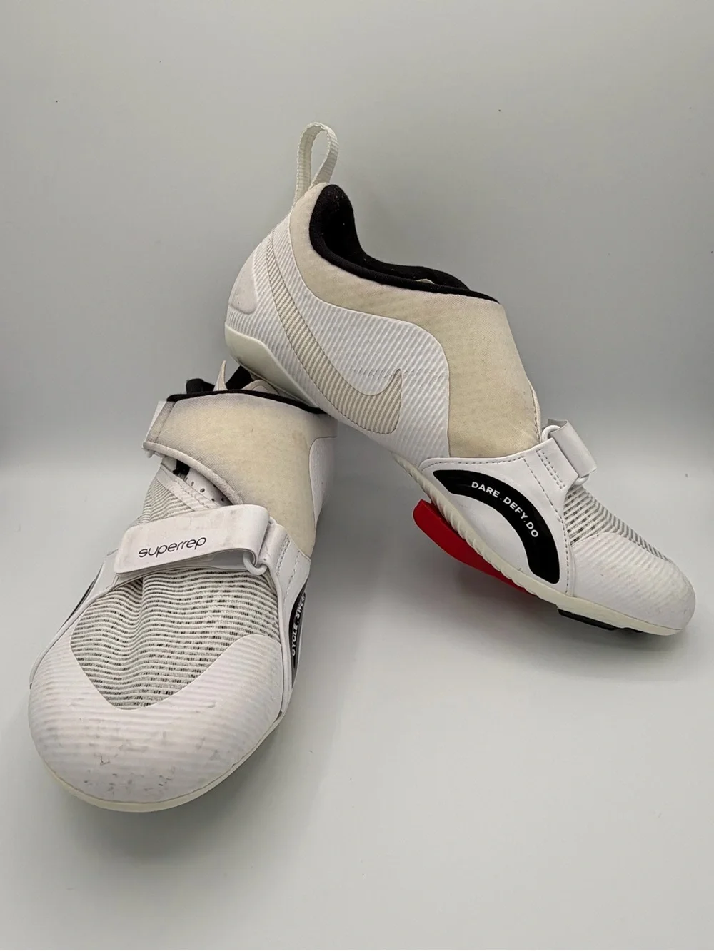 Nike SuperRep Men’s White and Black Cycling Sneakers with Red Accent